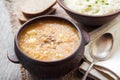 Kapustnyak - traditional ukrainian winter soup with sauerkraut and millet