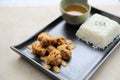 Karaage fried chicken with rice japanese food Royalty Free Stock Photo