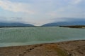 Karacabey strait and seaside during the summer and overcast weather.