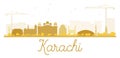 Karachi City skyline golden silhouette.