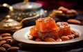 Karachi Halwa on Decorative Table with Nuts Royalty Free Stock Photo