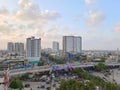 Beautiful aerial view of Karachi City sunset time. city of lights Royalty Free Stock Photo