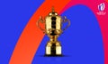 Karachi, Pakistan March 20, 2023, Brand identity of Rugby World Cup 2023 France, Trophy isolated, 3d rendering Illustration.