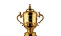 Karachi, Pakistan March 20, 2023, Brand identity of Rugby World Cup 2023 France, Trophy isolated, 3d rendering Illustration.