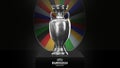 UEFA Euro Cup 2024 Trophy with Soccer ball football Isolated background. 3d rendering illustration. Royalty Free Stock Photo