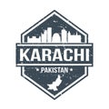 Karachi Pakistan Travel Stamp Icon Skyline City Design Tourism.