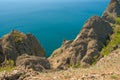 Karadag volcanic mountain range, Black Sea shore in Crimean peninsula