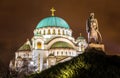 Karadjordje Monument and the Church of Saint Sava in Belgrade Royalty Free Stock Photo