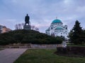 Karadjordje Monument and the Church of Saint Sava in Belgrade, Serbia Royalty Free Stock Photo