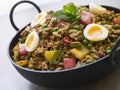 Karahi Dish with Punjabi Keema Mattar, Quail Eggs