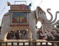 Karakbel, Madhya Pradesh/India : November 19, 2019 - Artificial Elephant made by rubber or Plastic for Gajrath Mahotsav