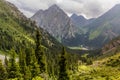 Karakol valley in Terskey Ala-Too mountain range in Kyrgyzst Royalty Free Stock Photo