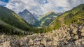 Karakol valley in Terskey Ala-Too mountain range in Kyrgyzst Royalty Free Stock Photo