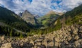 Karakol valley in Terskey Ala-Too mountain range in Kyrgyzst Royalty Free Stock Photo