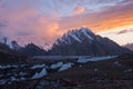 Karakoram range at sunset, Northern Pakistan Royalty Free Stock Photo