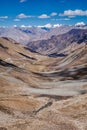 Karakorum Range and road in valley, Ladakh, India