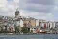 Karakoy, Galata Tower and the Golden Horn from Eminonu coast in Istanbul, Turkey