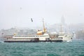 Karakoy port in snow Royalty Free Stock Photo