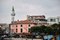 Karakoy shore and small vintage style masjid and mosque