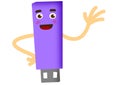 A cute purple Flash drive character