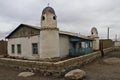 Small white mosque at Karakul Lake village, Tajikistan