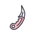 karambit knife color vector doodle simple icon