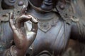 Detail of Buddha statue with Karana mudra hand position