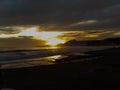 Karang papak beach, Sukabumi, West Java, Indonesia 10 February 2021 : Sunset on the beach looks so great