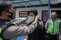 KARANGANYAR, INDONESIA - NOVEMBER 10 2020: The Indonesian traffic police carry out disciplinary operations on the COVID-19