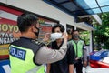 The Indonesian traffic police carry out disciplinary operations on the COVID-19