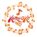 Karaoke club vector background composed with circular musical no