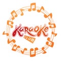Karaoke club vector background composed with circular musical no