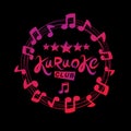 Karaoke club vector background composed with circular musical no