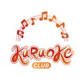 Karaoke club vector background composed with circular musical notes sheet. Can be used as nightlife entertainment concept for Royalty Free Stock Photo