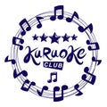 Karaoke club vector background composed with circular musical notes sheet. Can be used as nightlife entertainment concept for Royalty Free Stock Photo