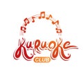 Karaoke club vector background composed with circular musical notes sheet. Can be used as nightlife entertainment concept for Royalty Free Stock Photo
