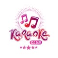 Karaoke club vector emblem created using musical notes, design e Royalty Free Stock Photo