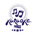 Karaoke club vector emblem created using musical notes, design e Royalty Free Stock Photo