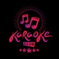 Karaoke club vector emblem created using musical notes, design elements for karaoke club flyers cover design Royalty Free Stock Photo