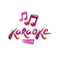Karaoke club vector emblem created using musical notes. Royalty Free Stock Photo