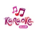 Karaoke club vector emblem created using musical notes, design e Royalty Free Stock Photo