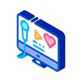 Karaoke on Computer Isometric Icon Vector Illustration