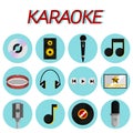 Karaoke flat icon set Royalty Free Stock Photo