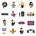 Karaoke Flat Icons Set Royalty Free Stock Photo