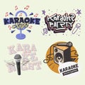 Karaoke Hand Lettering Vector Illustrations Set Designs.