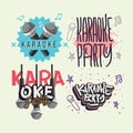 Karaoke Hand Lettering Vector Illustrations Set Designs.