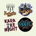 Karaoke Hand Lettering Vector Illustrations Set Designs.