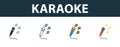 Karaoke icon set. Four elements in diferent styles from party icon icons collection. Creative karaoke icons filled, outline,