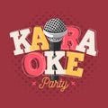 Karaoke Label Sign Design With Microphone Illustration On A Halftone