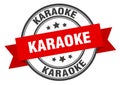 karaoke label sign. round stamp. band. ribbon